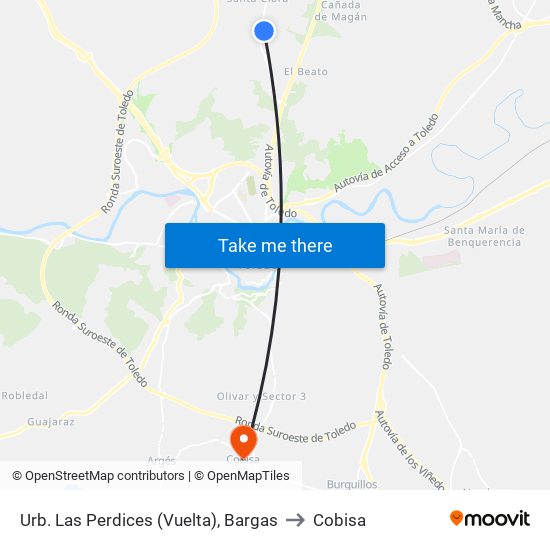 Urb. Las Perdices - Vuelta (Bargas) to Cobisa map