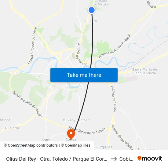 Olías Del Rey - Ctra. Toledo / Parque El Cordel to Cobisa map