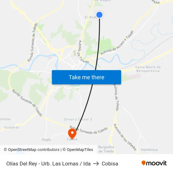 Olías Del Rey - Urb. Las Lomas / Ida to Cobisa map
