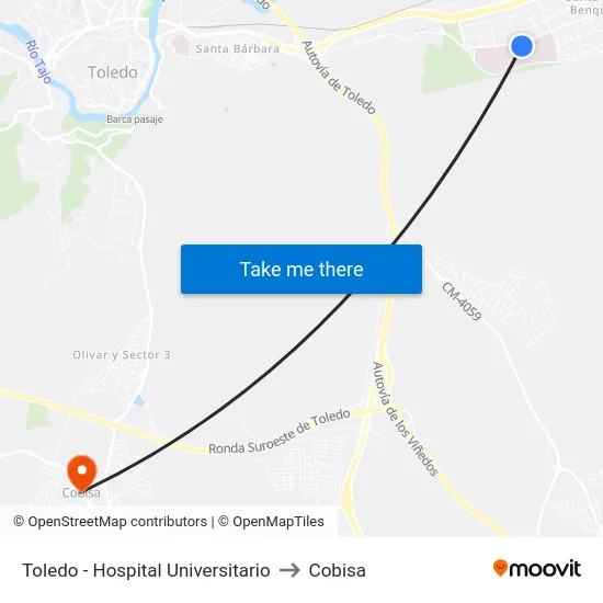 Toledo - Hospital Universitario to Cobisa map