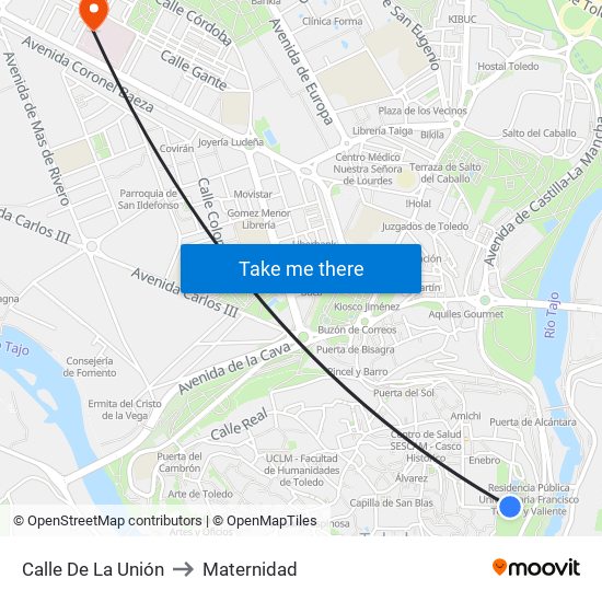 Calle De La Unión to Maternidad map