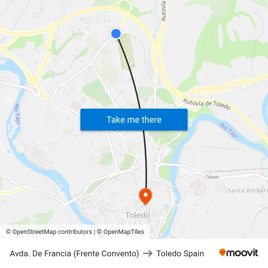 Avda. De Francia (Frente Convento) to Toledo Spain map