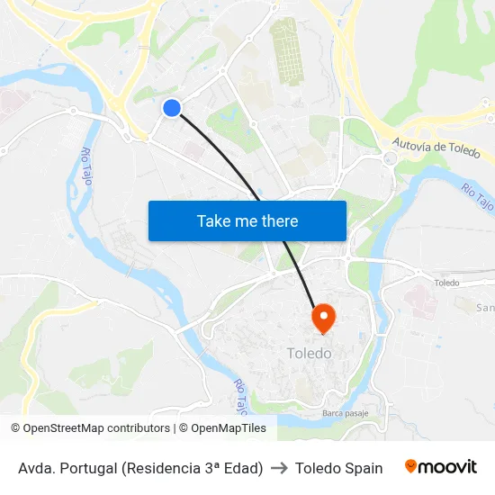 Avda. Portugal (Residencia 3ª Edad) to Toledo Spain map