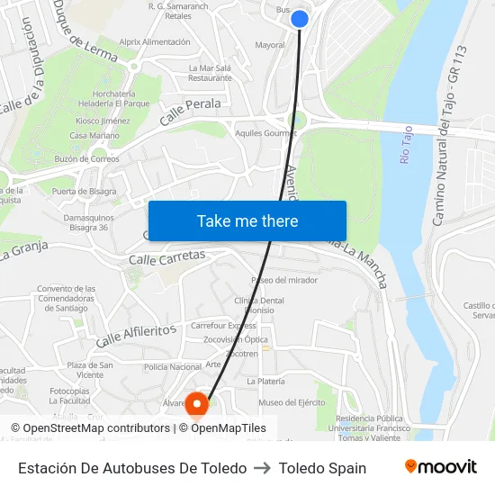 Estación De Autobuses De Toledo to Toledo Spain map
