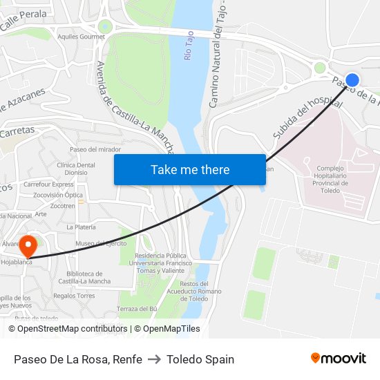 Paseo De La Rosa, Renfe to Toledo Spain map