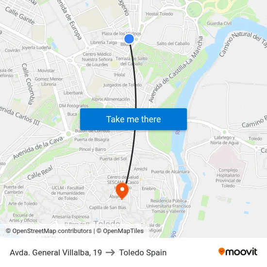 Avda. General Villalba, 19 to Toledo Spain map