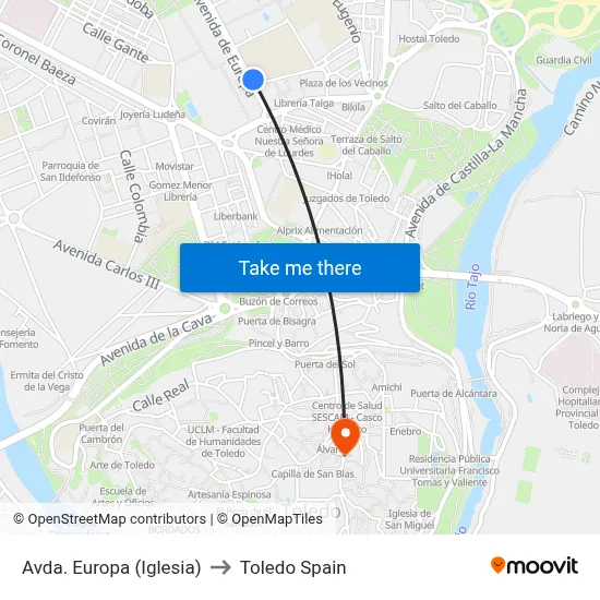 Avda. Europa (Iglesia) to Toledo Spain map