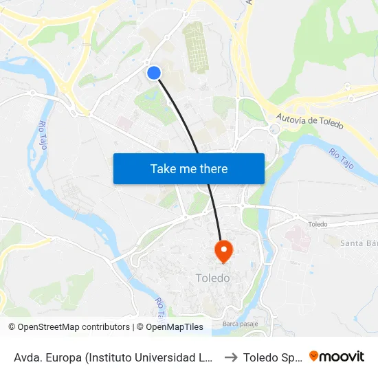 Avda. Europa (Instituto Universidad Laboral) to Toledo Spain map