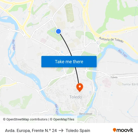 Avda. Europa, Frente N.º 24 to Toledo Spain map