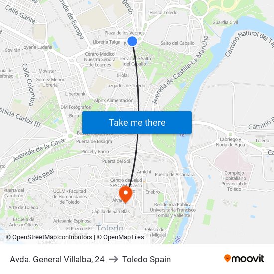 Avda. General Villalba, 24 to Toledo Spain map