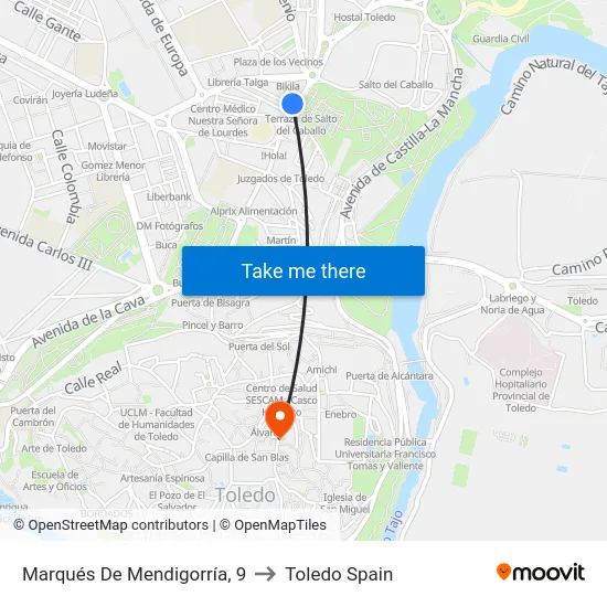 Marqués De Mendigorría, 9 to Toledo Spain map