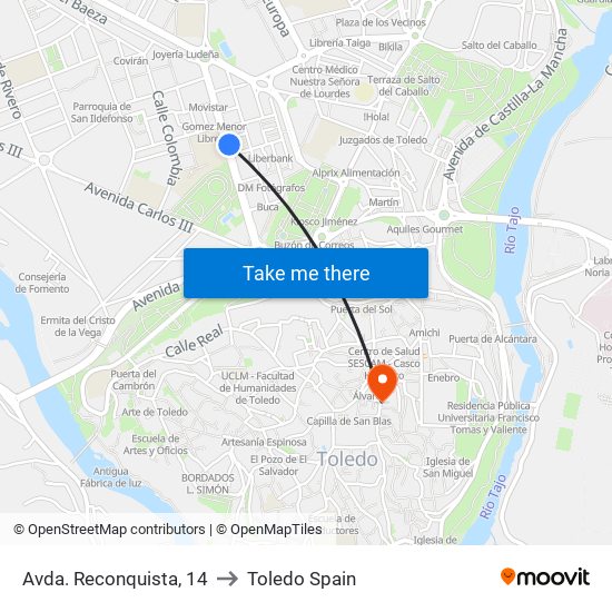 Avda. Reconquista, 14 to Toledo Spain map