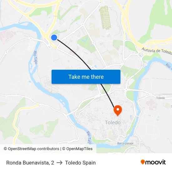 Ronda Buenavista, 2 to Toledo Spain map