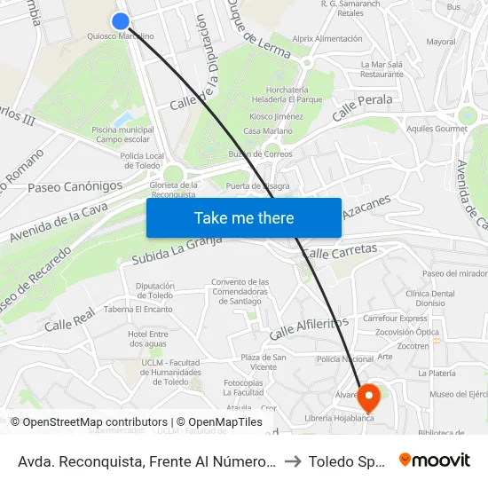Avda. Reconquista, Frente Al Número 12 to Toledo Spain map