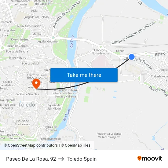 Paseo De La Rosa, 92 to Toledo Spain map
