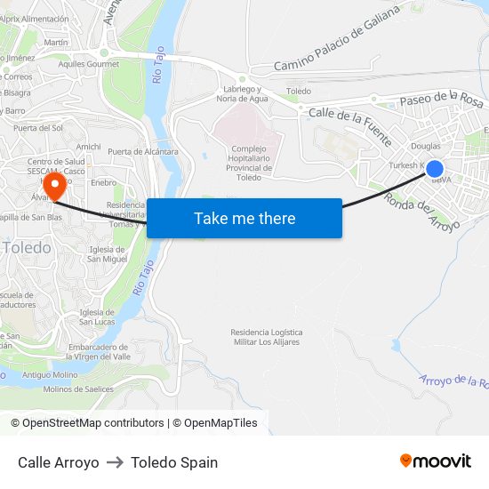 Calle Arroyo to Toledo Spain map