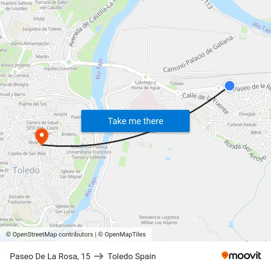 Paseo De La Rosa, 15 to Toledo Spain map