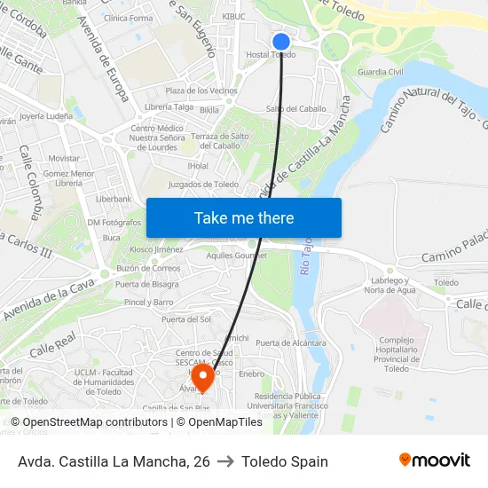 Avda. Castilla La Mancha, 26 to Toledo Spain map