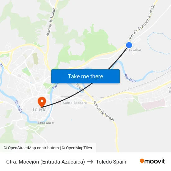 Ctra. Mocejón (Entrada Azucaica) to Toledo Spain map