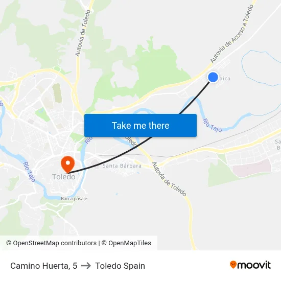 Camino Huerta, 5 to Toledo Spain map
