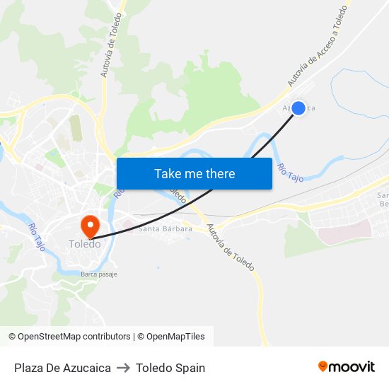 Plaza De Azucaica to Toledo Spain map