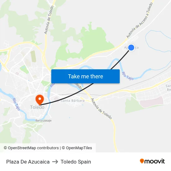 Plaza De Azucaica to Toledo Spain map