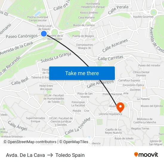 Avda. De La Cava to Toledo Spain map