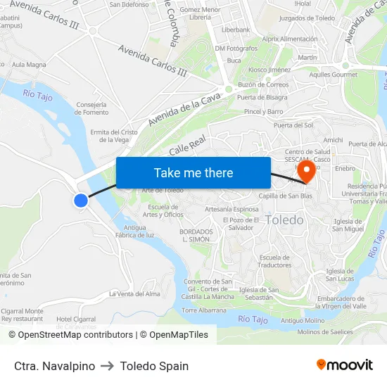 Ctra. Navalpino to Toledo Spain map