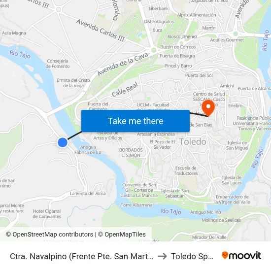 Ctra. Navalpino (Frente Pte. San Martín) to Toledo Spain map