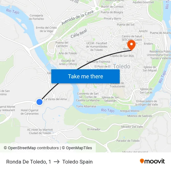 Ronda De Toledo, 1 to Toledo Spain map