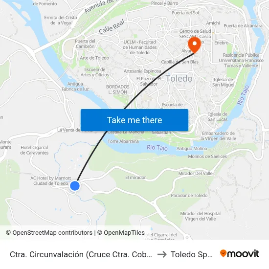 Ctra. Circunvalación (Cruce Ctra. Cobisa) to Toledo Spain map
