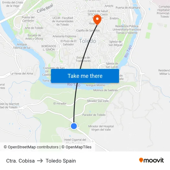 Ctra. Cobisa to Toledo Spain map