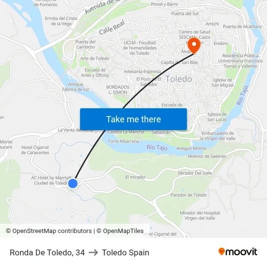 Ronda De Toledo, 34 to Toledo Spain map