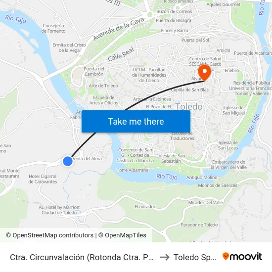 Ctra. Circunvalación (Rotonda Ctra. Polán) to Toledo Spain map
