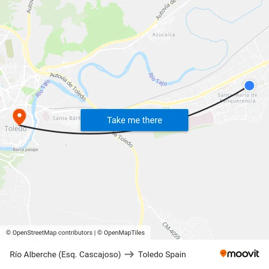 Río Alberche (Esq. Cascajoso) to Toledo Spain map