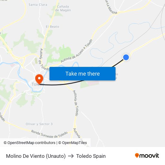 Molino De Viento (Unauto) to Toledo Spain map