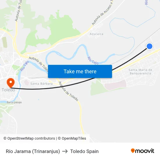 Río Jarama (Trinaranjus) to Toledo Spain map