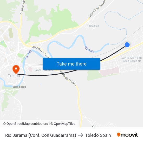 Río Jarama (Conf. Con Guadarrama) to Toledo Spain map