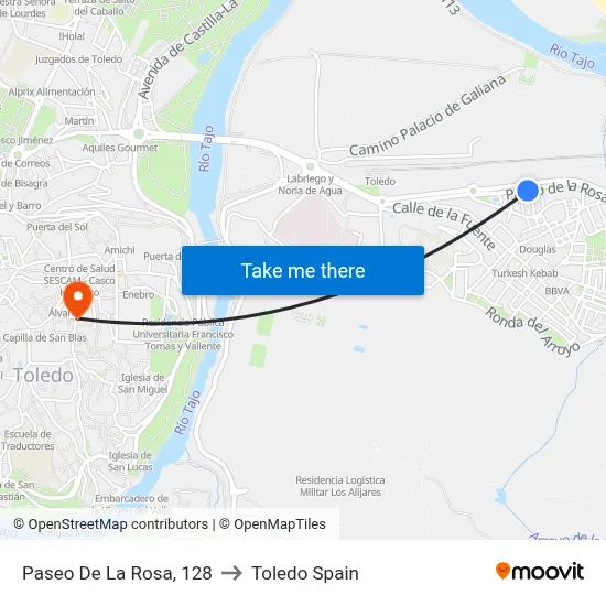 Paseo De La Rosa, 128 to Toledo Spain map