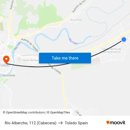 Río Alberche, 112 (Cabecera) to Toledo Spain map