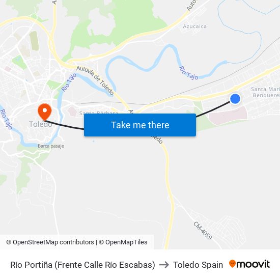 Río Portiña (Frente Calle Río Escabas) to Toledo Spain map