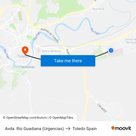 Avda. Río Guadiana (Urgencias) to Toledo Spain map