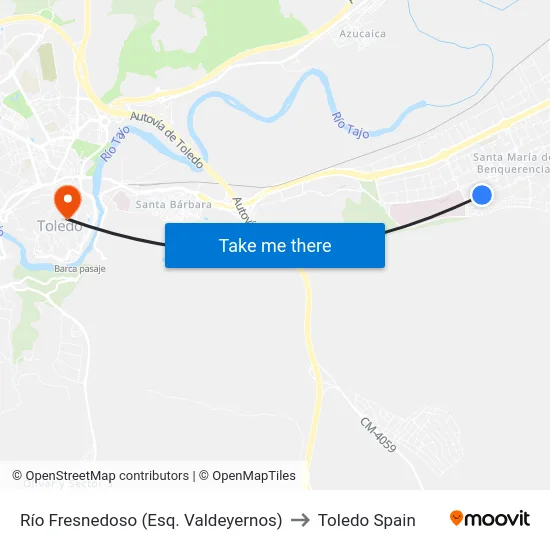 Río Fresnedoso (Esq. Valdeyernos) to Toledo Spain map