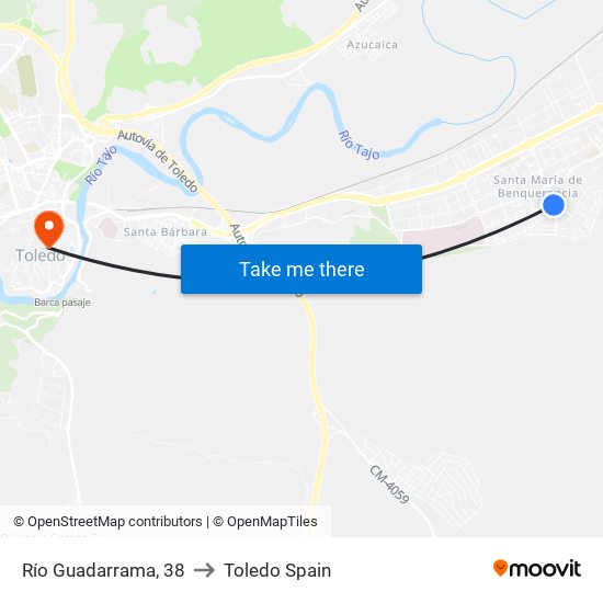 Río Guadarrama, 38 to Toledo Spain map