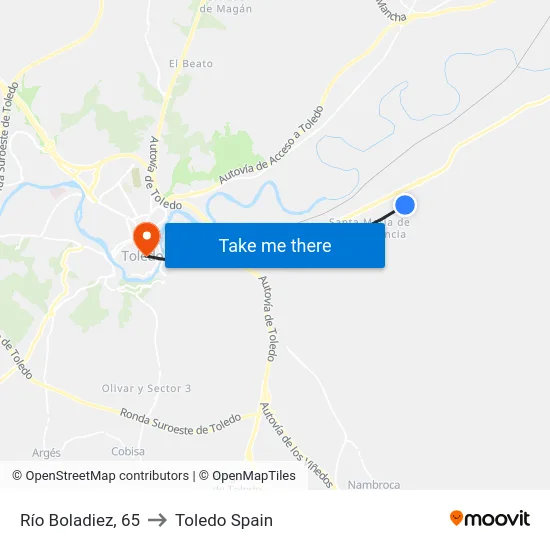 Río Boladiez, 65 to Toledo Spain map