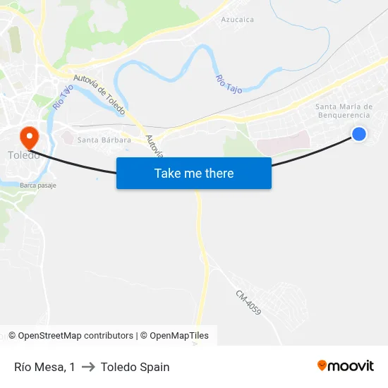 Río Mesa, 1 to Toledo Spain map