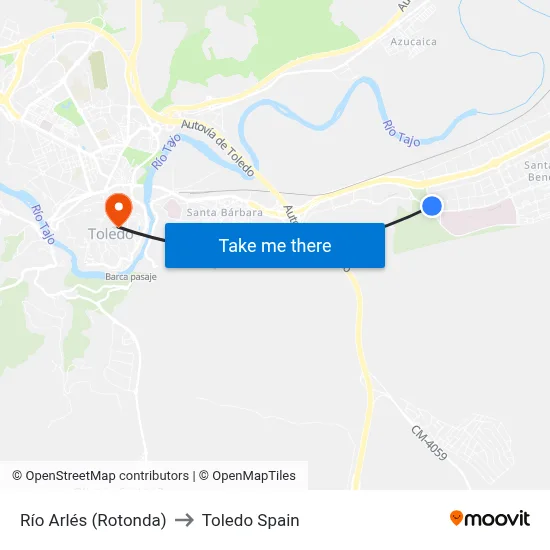 Río Arlés (Rotonda) to Toledo Spain map