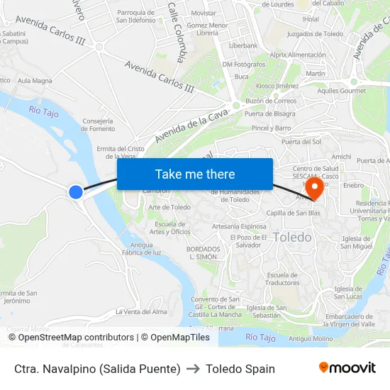 Ctra. Navalpino (Salida Puente) to Toledo Spain map