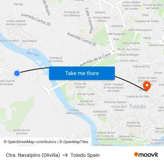 Ctra. Navalpino (Olivilla) to Toledo Spain map