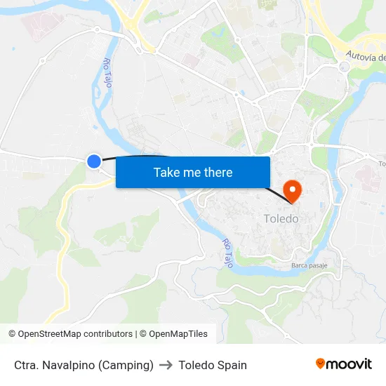 Ctra. Navalpino (Camping) to Toledo Spain map